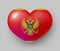 Heart shaped glossy national flag of Montenegro