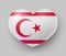 Heart shaped glossy national flag Northern Cyprus