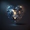 A heart shaped glowing diamond generative AI