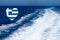Heart shaped greek flag on background made of view of deep blue Mediterranian sea with kelvou jet