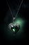 Heart Shaped - Green Emerald Fantasy pendant necklace and silver chain