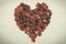 Heart shaped healthy raisins containing vitamins and minerals. Nutritious eating