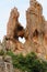 Heart shaped hole in red rocks at Calanches de Piana, Corsica