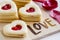 Heart shaped jam filled sugar cookies