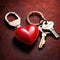 Heart shaped keychain with keys, symbolizing unlocking of love and romance to celebrate Valentine\\\'s Day