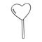 Heart shaped lollipop icon, sticker. sketch hand drawn doodle. vector scandinavian monochrome minimalism. candy, sweet, valentines