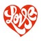 Heart shaped love. Love typography. Love logotype.