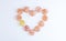 Heart shaped marmalade on a white background. Food for diabetes. Candy without sugar. Copy space