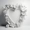 Heart shaped memory flower wreath on grey background. Generative AI.