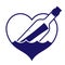 Heart-shaped message in a bottle icon