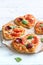 Heart shaped mini pizzas