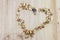 Heart-shaped muesli and cereal on the wooden table