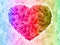 Heart shaped multi colored rose on multi colored rose background, nature, valentine, love,template,copy space