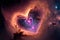 Heart shaped nebula. Heart galaxy. Astrological symbol of love