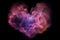 heart-shaped nebula with streaks of pink and purple