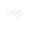 Heart shaped olympic rings. tangled love symbols. line vector illustration