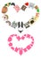 Heart shaped pet animals border set