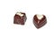 A heart shaped piece of chocolate and a gift box shaped piece of chocolate isolated on white