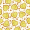 Heart-shaped pineapple slice vector seamless pattern. Stylized juicy fruit seamless texture. Valentine Day