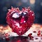 A heart shaped pink crystal sitting on top of a table.