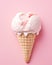 heart shaped pink ice cream on pink background