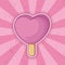 Heart shaped pink ice cream stick