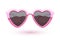 Heart shaped pink metallic sunglasses illustration