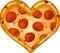 Heart Shaped Pizza with Cheese and Pepperoni