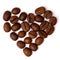 Heart shaped from premium coffee beans