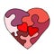 Heart shaped puzzle vector doodle