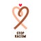 Heart-shaped ribbon in opposite colors of human skin. International Day for the Elimination of Racial Discrimination. Stop racism