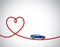 Heart shaped road & blue car love driving