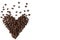 Heart-shaped roasted coffee beans