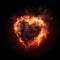 Heart shaped sparks floating on a black background