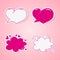 Heart shaped speech bubbles set