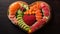 Heart-shaped sushi close-up. Generative AI