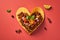 A heart shaped taco bowl, for the love of food. AI Generative