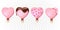 Heart-shaped vector popsicle romantic collection with pink ice-creams on wooden stick, chocolate glaze.