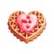 Heart shaped waffle with pink cream on top