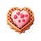 Heart shaped waffle with pink cream on top