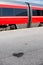 Heart shaped water spillage in front of a train