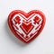 A heart-shaped woven with cross-stitch, precision, artistry, and the intricate beauty of love