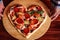 Heart shapes pizza