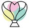 Heart shapped hot air balloon, icon