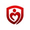 heart shield people logo concept