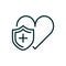 Heart shield protection medical icon line