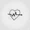 Heart sign. Heart rate, cardiogram. Medical doodle objects. Simple hand drawn vector illustration