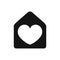 Heart sign in house black color simple icon, love home symbol