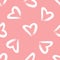 Heart silhouette painted rough brush. Seamless pattern.