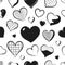 Heart sketch pattern. Seamless print with scribble love brushstroke shapes for greeting cards and wrapping paper. Amour